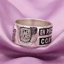 Anillo de graduación alianza doble modelo romana de la unam psicologia plata 925