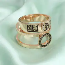 Anillo de graduación alianza doble modelo valquiria en oro 14k licenciatura en educacion