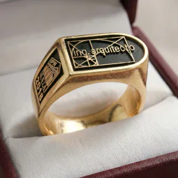 Anillo de graduación clásico modelo Bismark de Arquitectura de oro solido