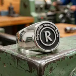 Anillo empresarial redondo circular de plata fina 925